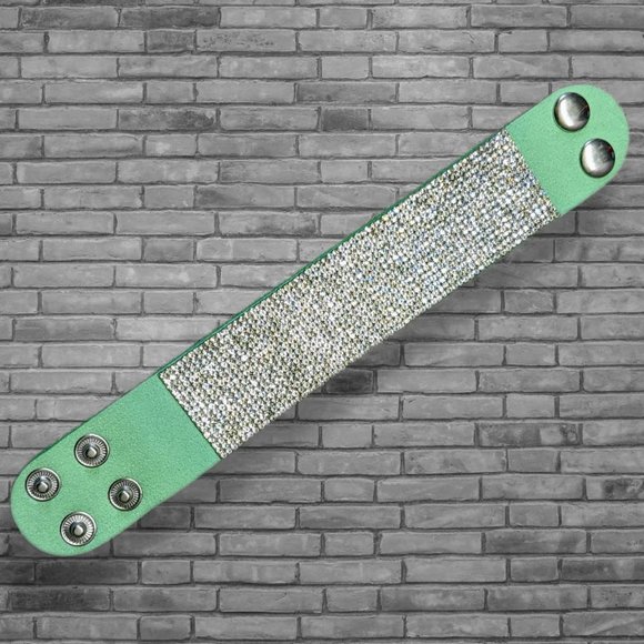 A17 Silver Rhinestone Wrap Cuff Bracelet Soft Adjustable Metallic Crystals A17 - Picture 7 of 12